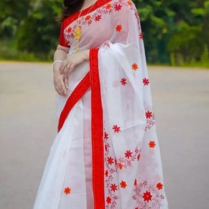 এলিগেন্ট হ্যান্ড এমব্রয়ডারি কটন শাড়ি